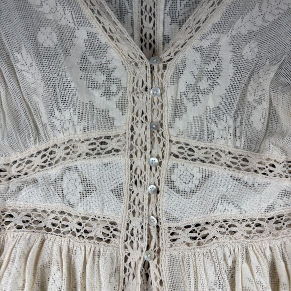 Intimately Free People See Me At Sunset Robe Kimono Lace Boho Cream Large K168 - Picture 4 of 13